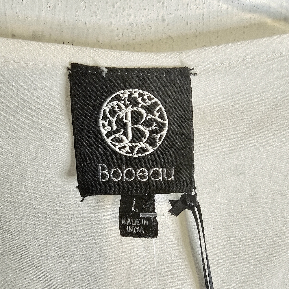 Bobeau Womens Off-White Polyester Wrap-style Embroidered Boho Blouse L - Picture 6 of 6